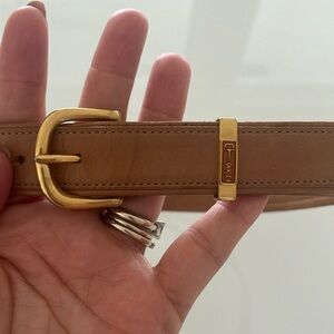 Gucci Tan Belt with Gold Buckle